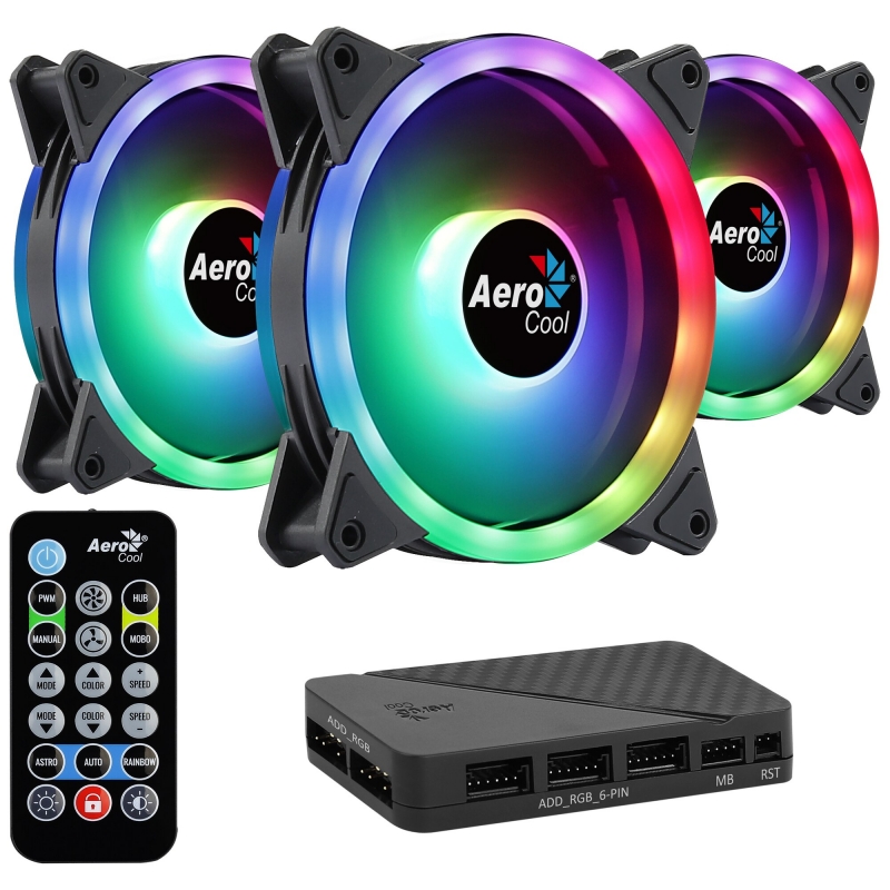 Bộ 3 fan led AEROCOOL PRO ( LED RGB + REMOTE + HUB )
